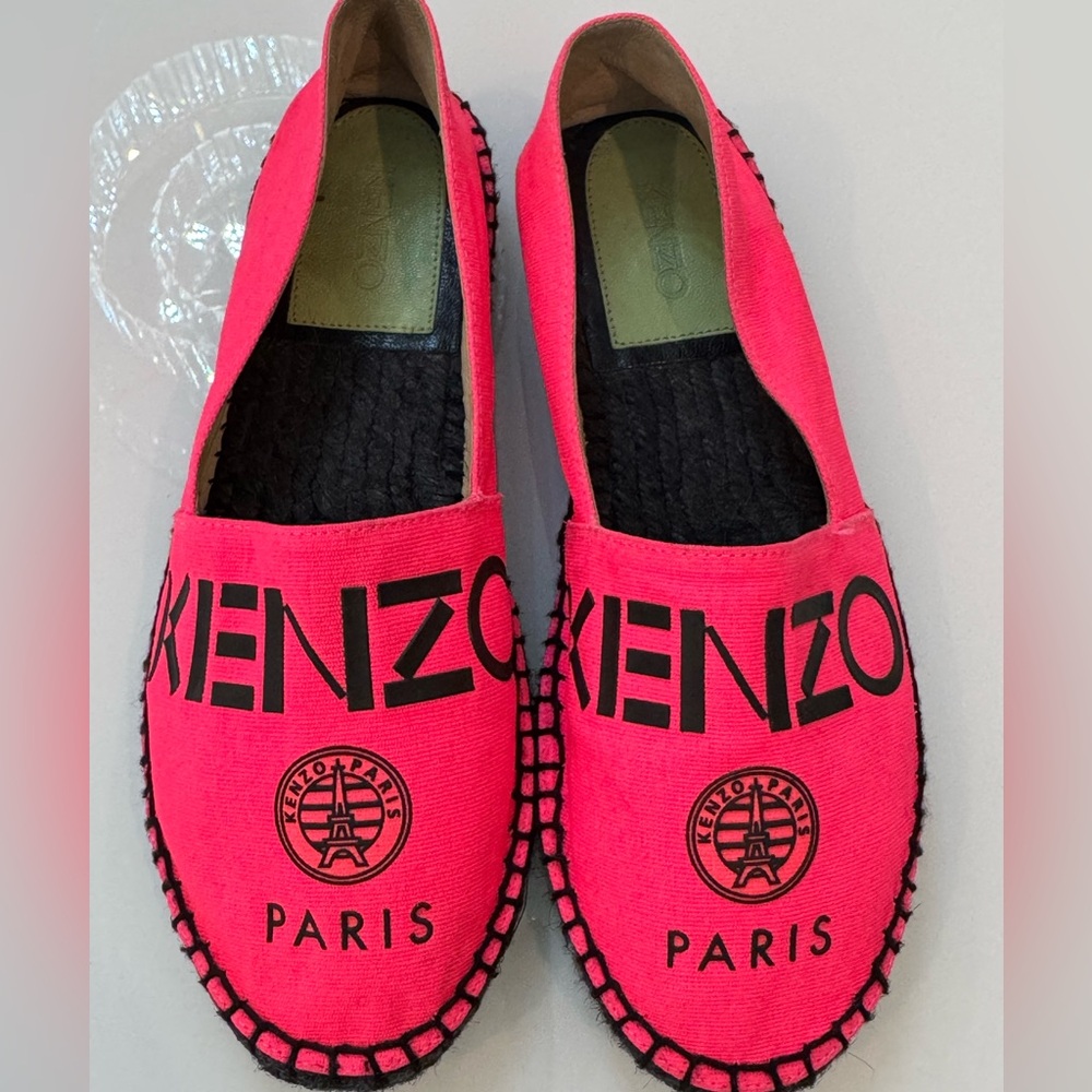 Kenzo Neon Pink and Black Espadrilles